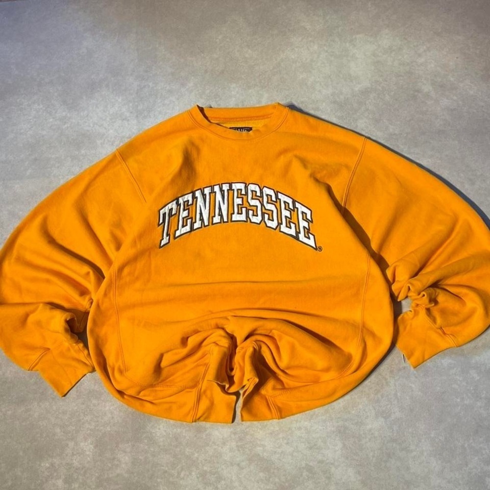 Vintage Tennessee Volvs University Spellout Orange Crewneck Sweater